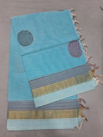 Aqua Blue Kanchi Cotton Saree