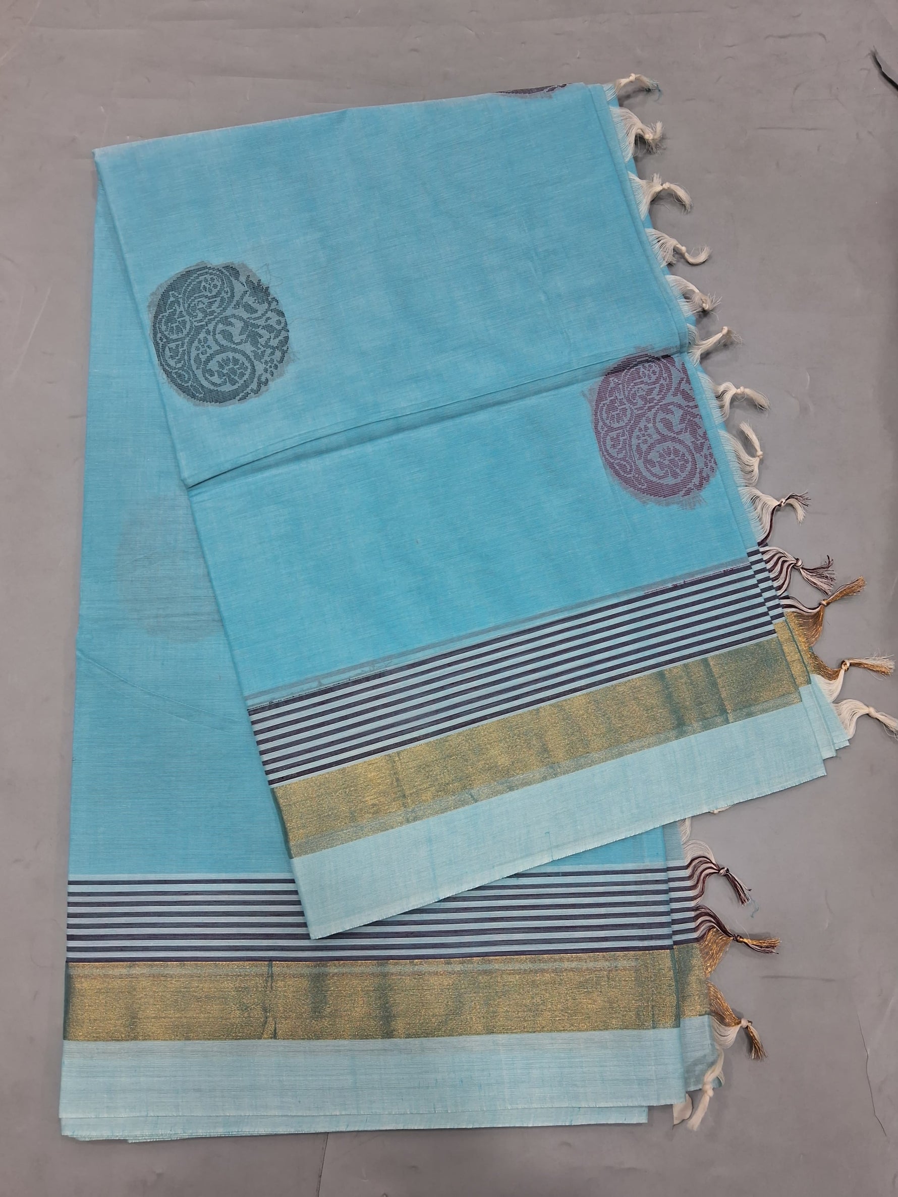 Aqua Blue Kanchi Cotton Saree