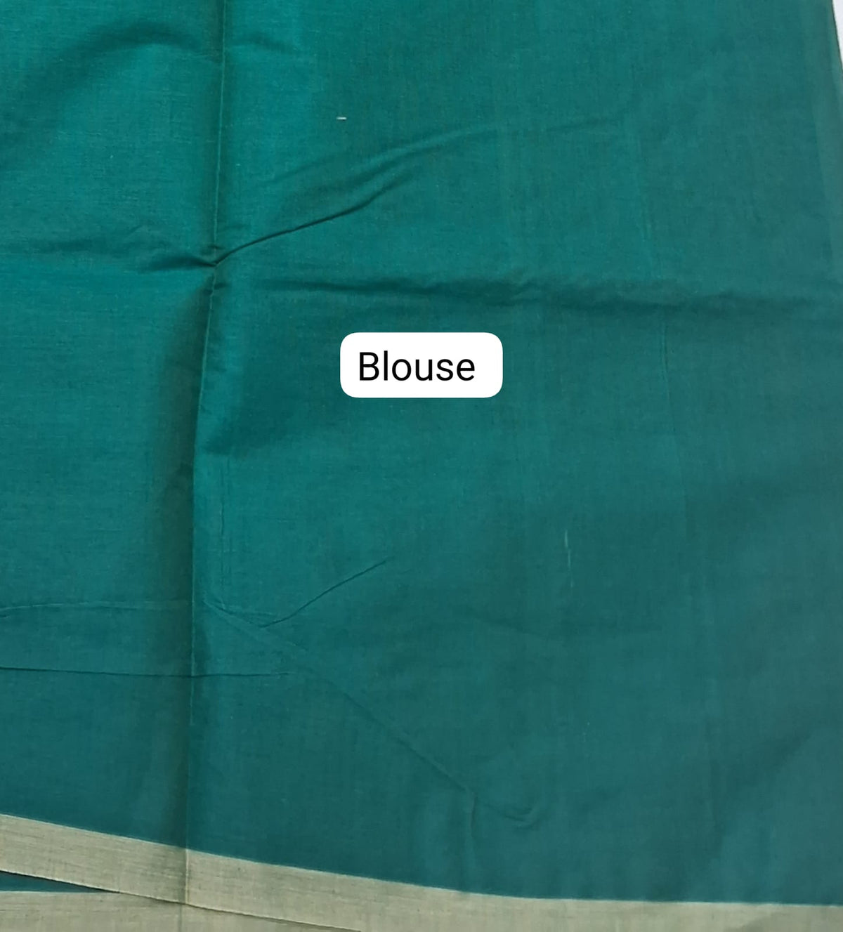 Bottle Green Kanchi Cotton Saree blouse