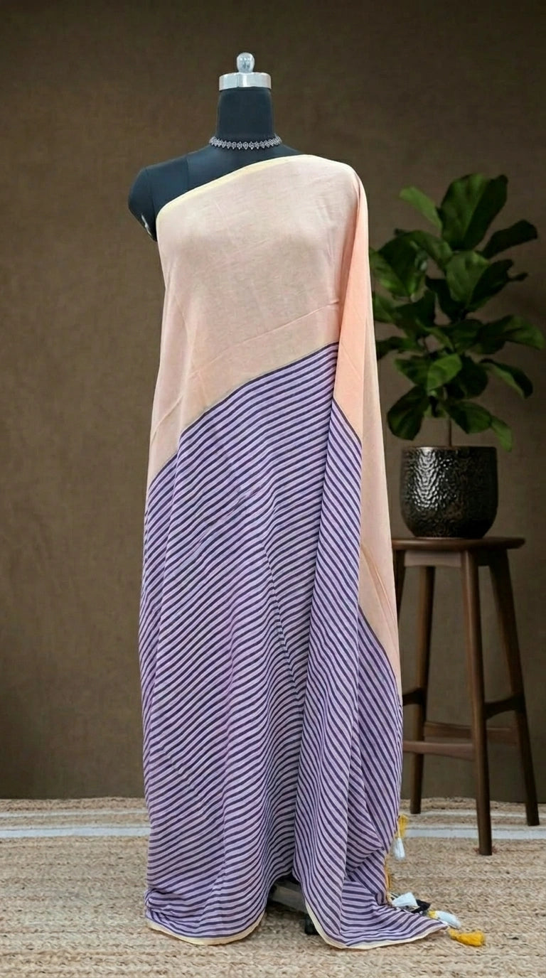 Lavender Soft Mulmul Cotton Saree