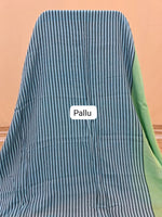 Sea Breeze Green-Blue Striped Mulmul Cotton Saree Pallu