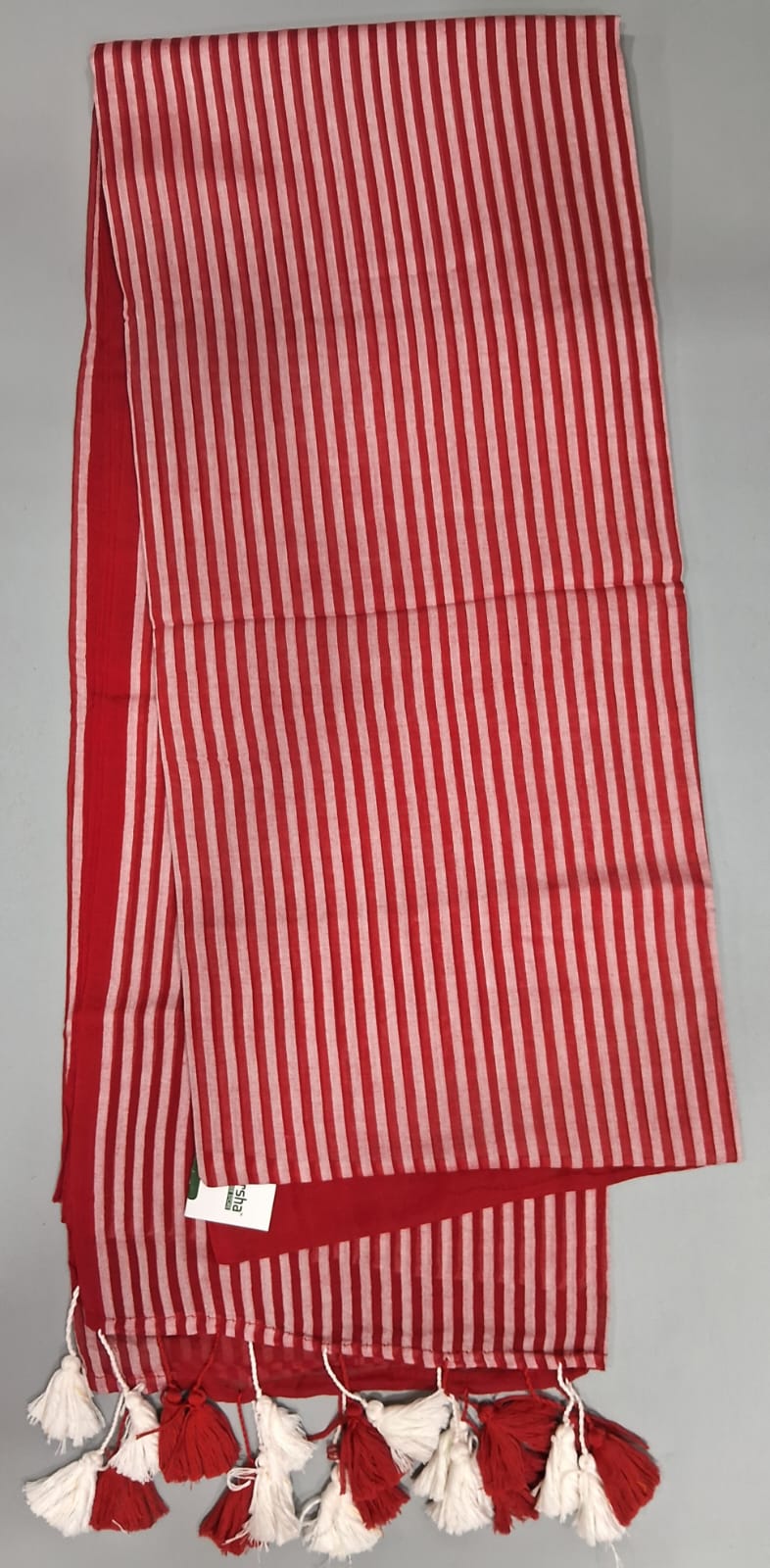 Tomato Red Mulmul Cotton Saree