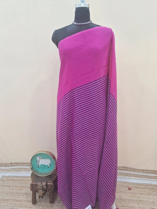 Raspberry Pink Mulmul Cotton Saree