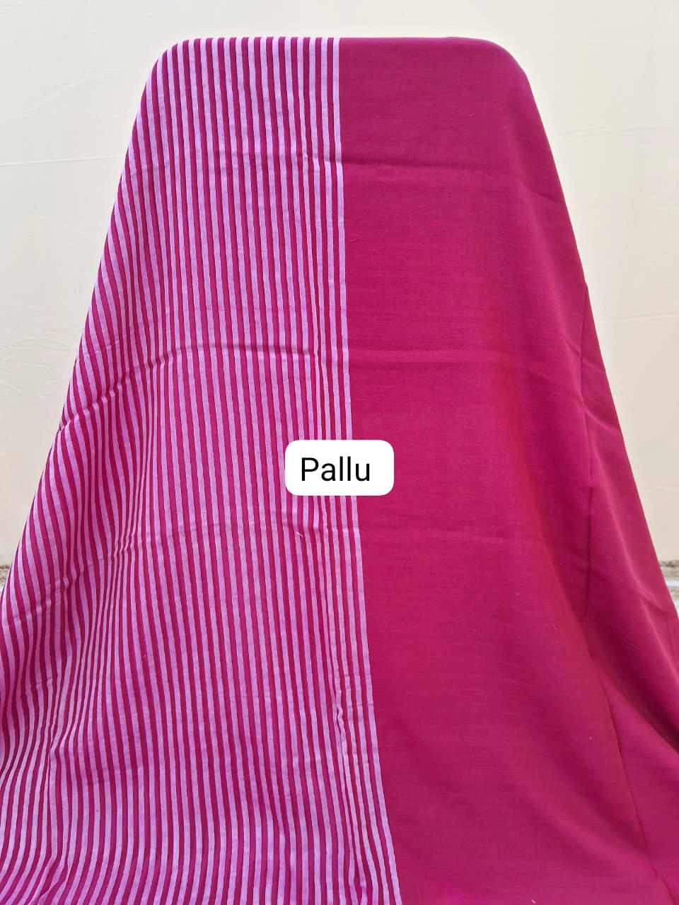 Wine Red and Blush Pink Striped Mulmul Cotton Saree 2