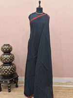 Black Plain Mulmul Cotton Saree 