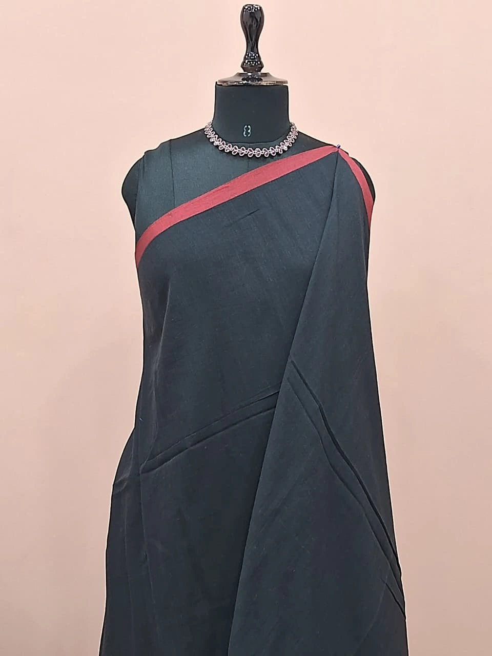 Black Plain Mulmul Cotton Saree 1