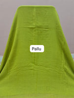 Parrot Green Plain Mulmul Cotton Saree pallu