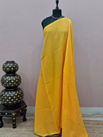 Yellow Plain Mulmul Cotton Saree 