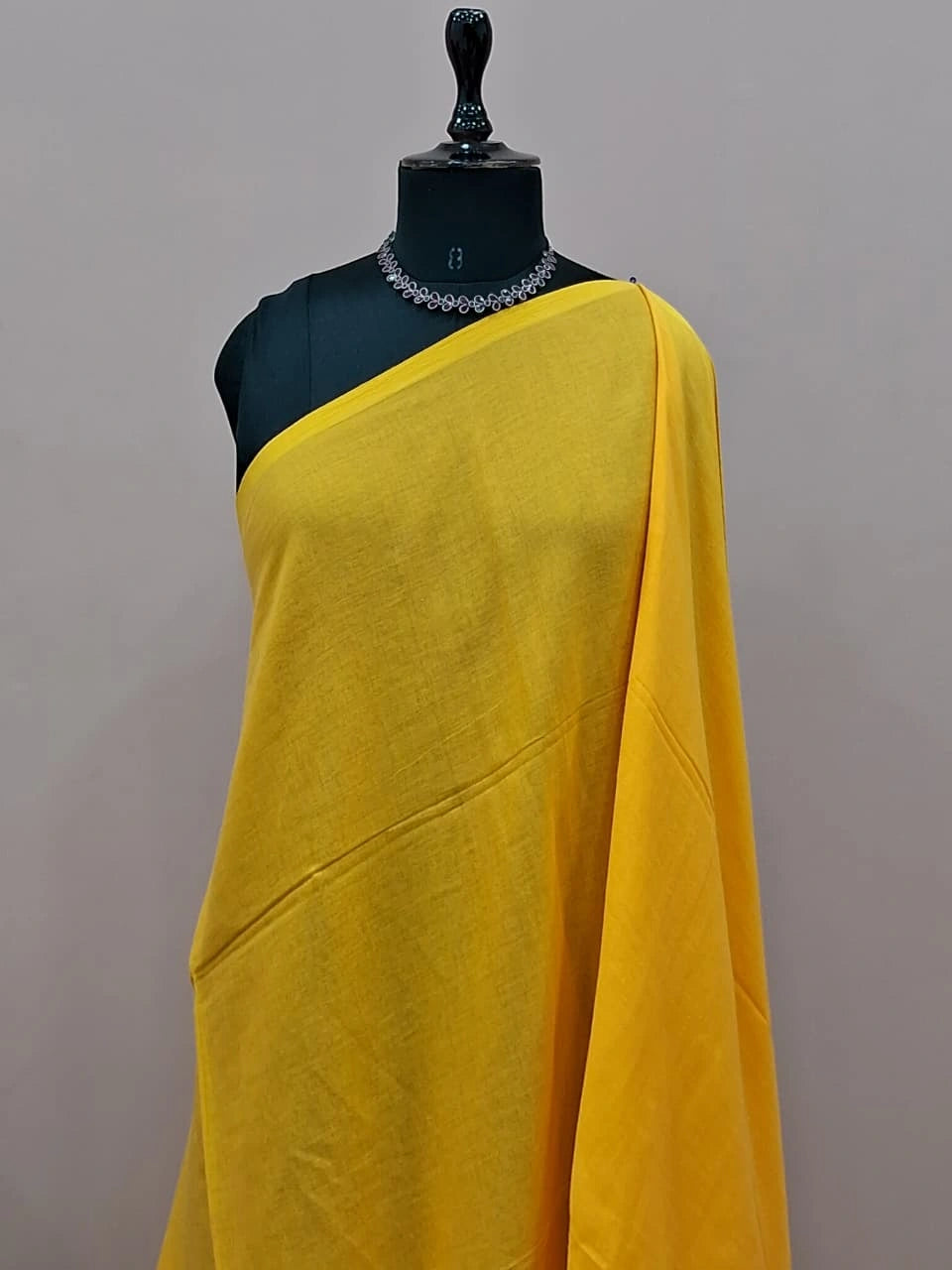 Yellow Plain Mulmul Cotton Saree 1