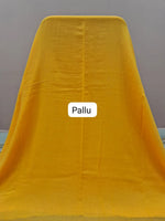 Yellow Plain Mulmul Cotton Saree pallu