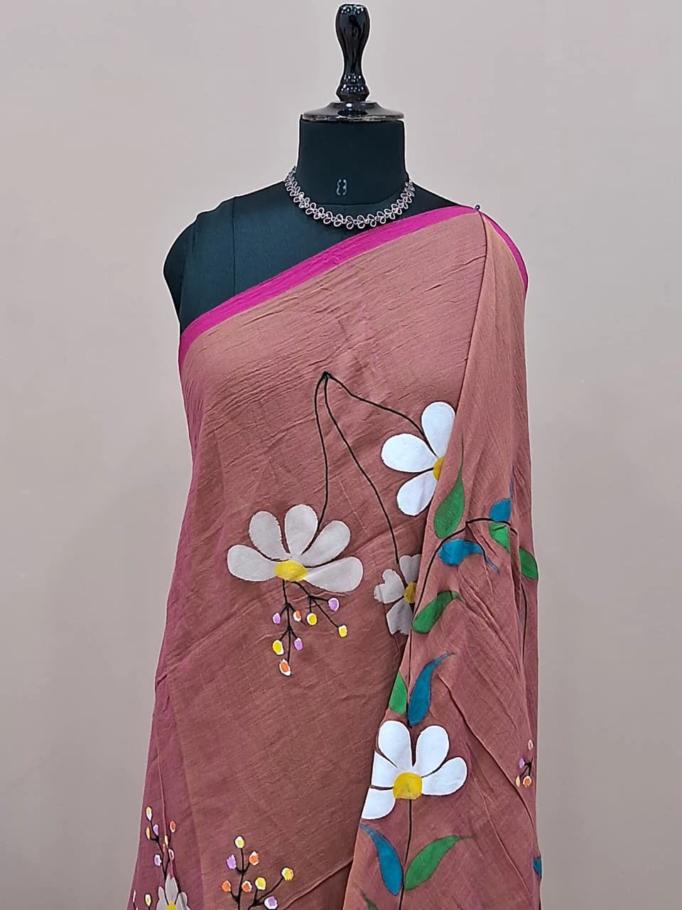 Onion Pink Dual-Shaded Mulmul Cotton Saree 1