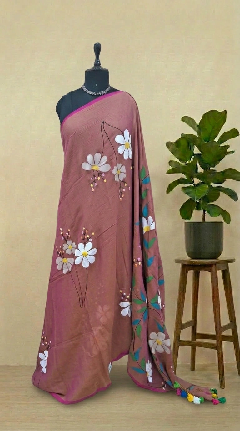 Onion Pink Dual-Shaded Mulmul Cotton Saree 