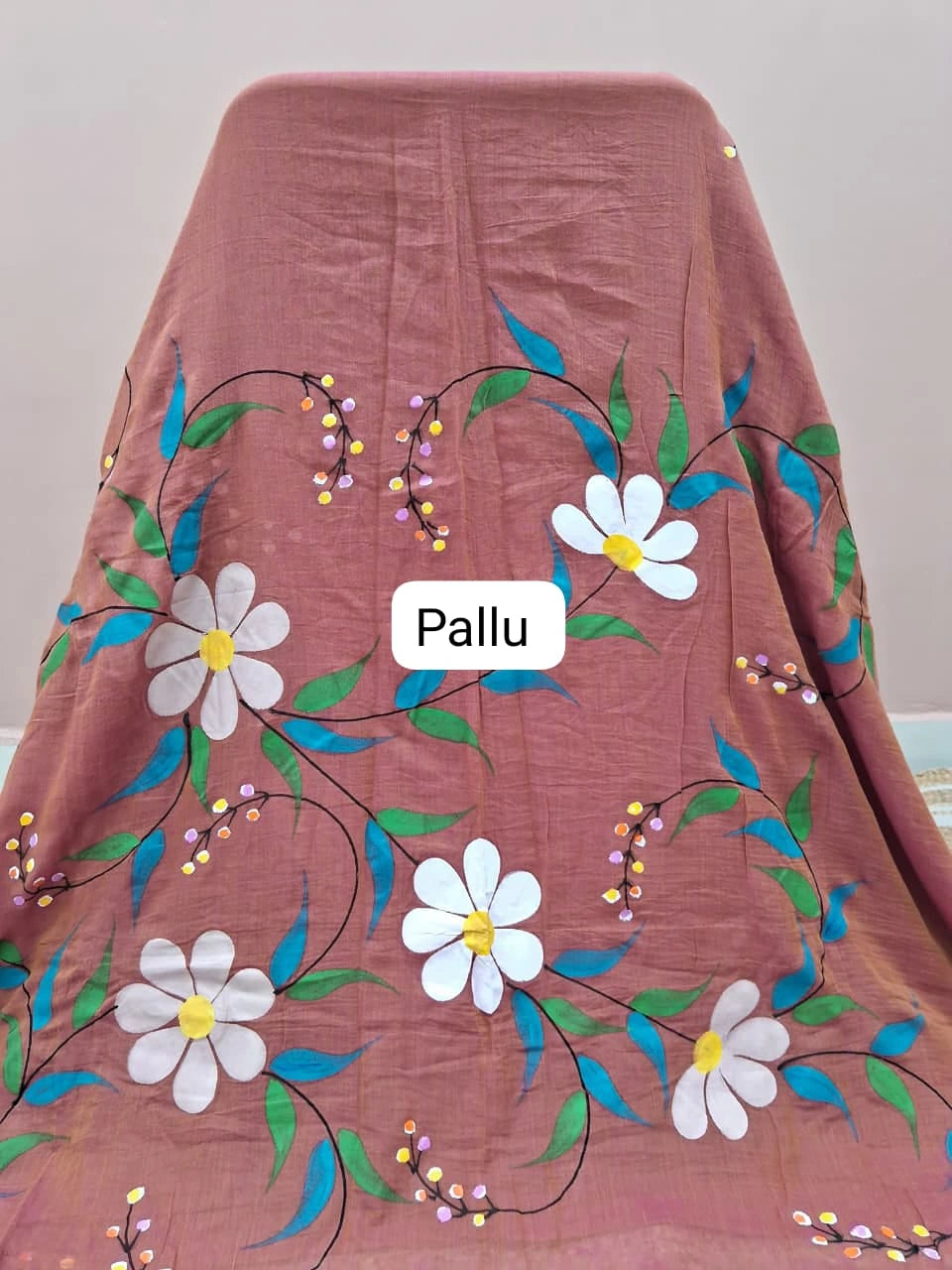 Onion Pink Dual-Shaded Mulmul Cotton Saree pallu
