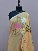 Light Yellow Mulmul Cotton Saree 1