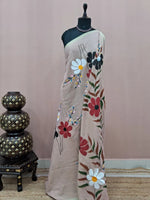 Beige Mulmul Cotton Saree 