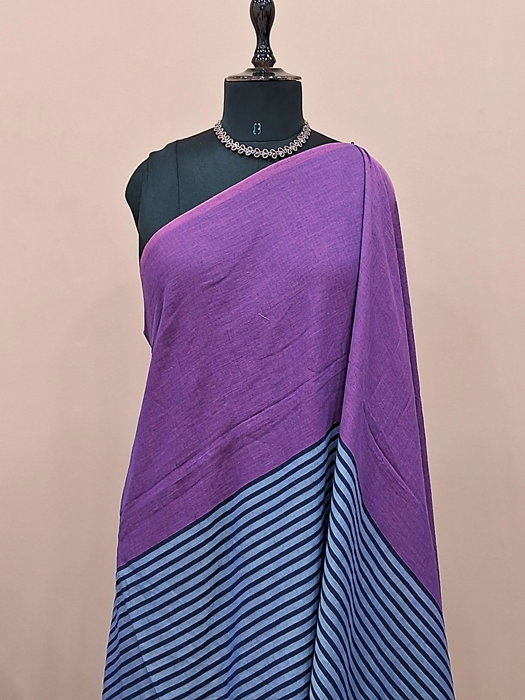 Violet Mulmul Cotton Saree 1