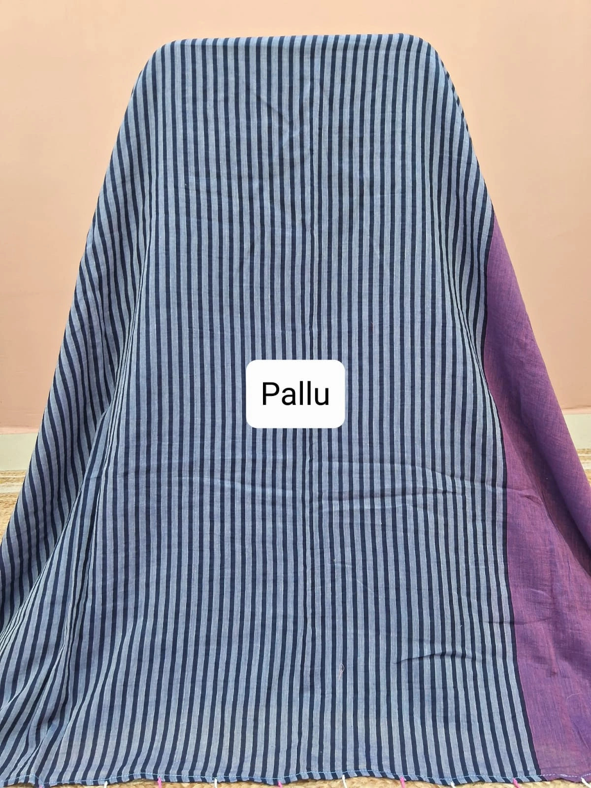 Violet Mulmul Cotton Saree Pallu