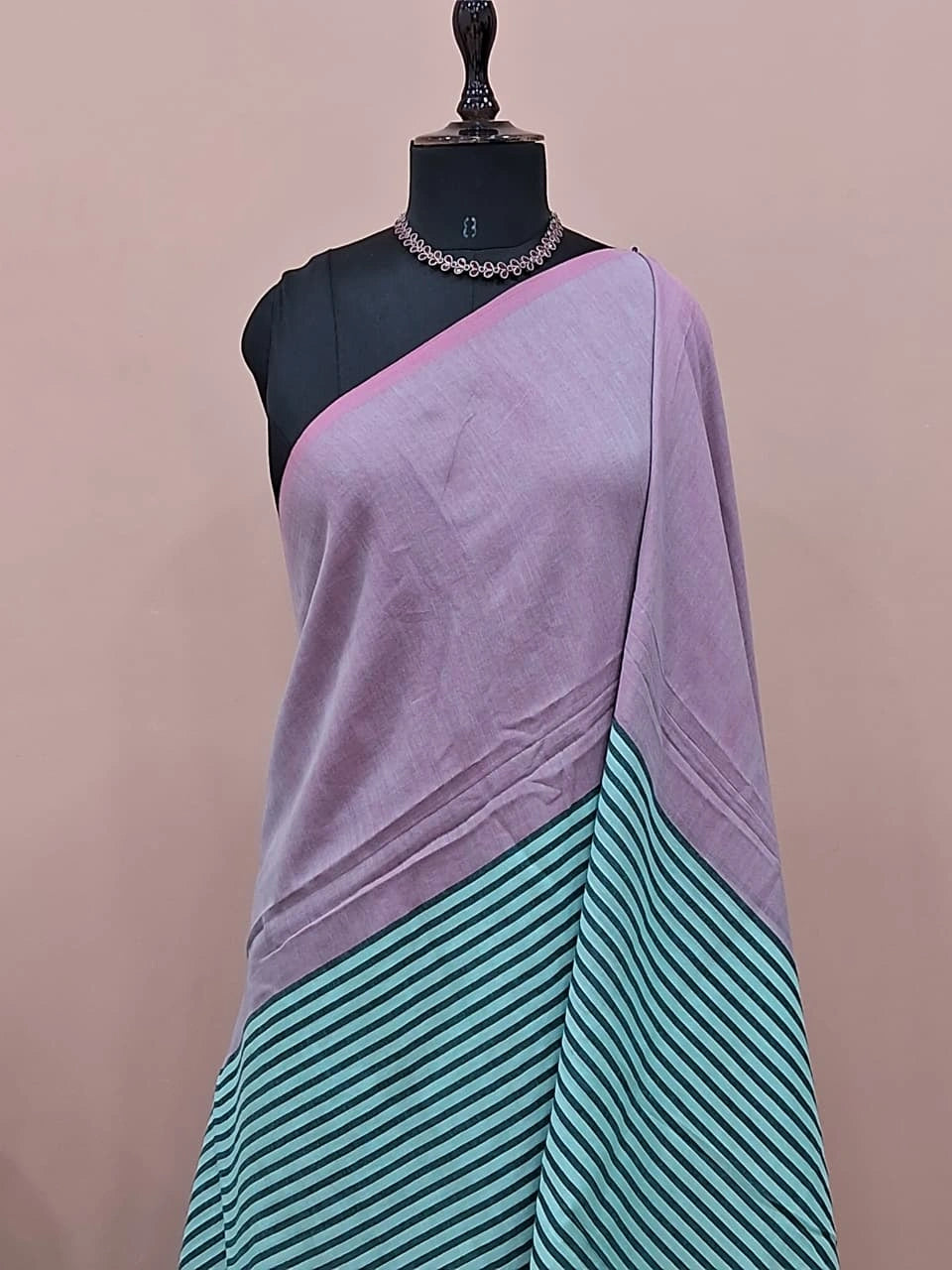 Onion Pink Mulmul Cotton Saree 1