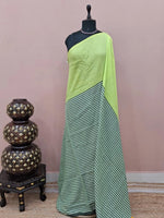 Lime Green Mulmul Cotton Saree 