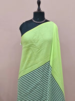 Lime Green Mulmul Cotton Saree 1