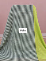 Lime Green Mulmul Cotton Saree Pallu