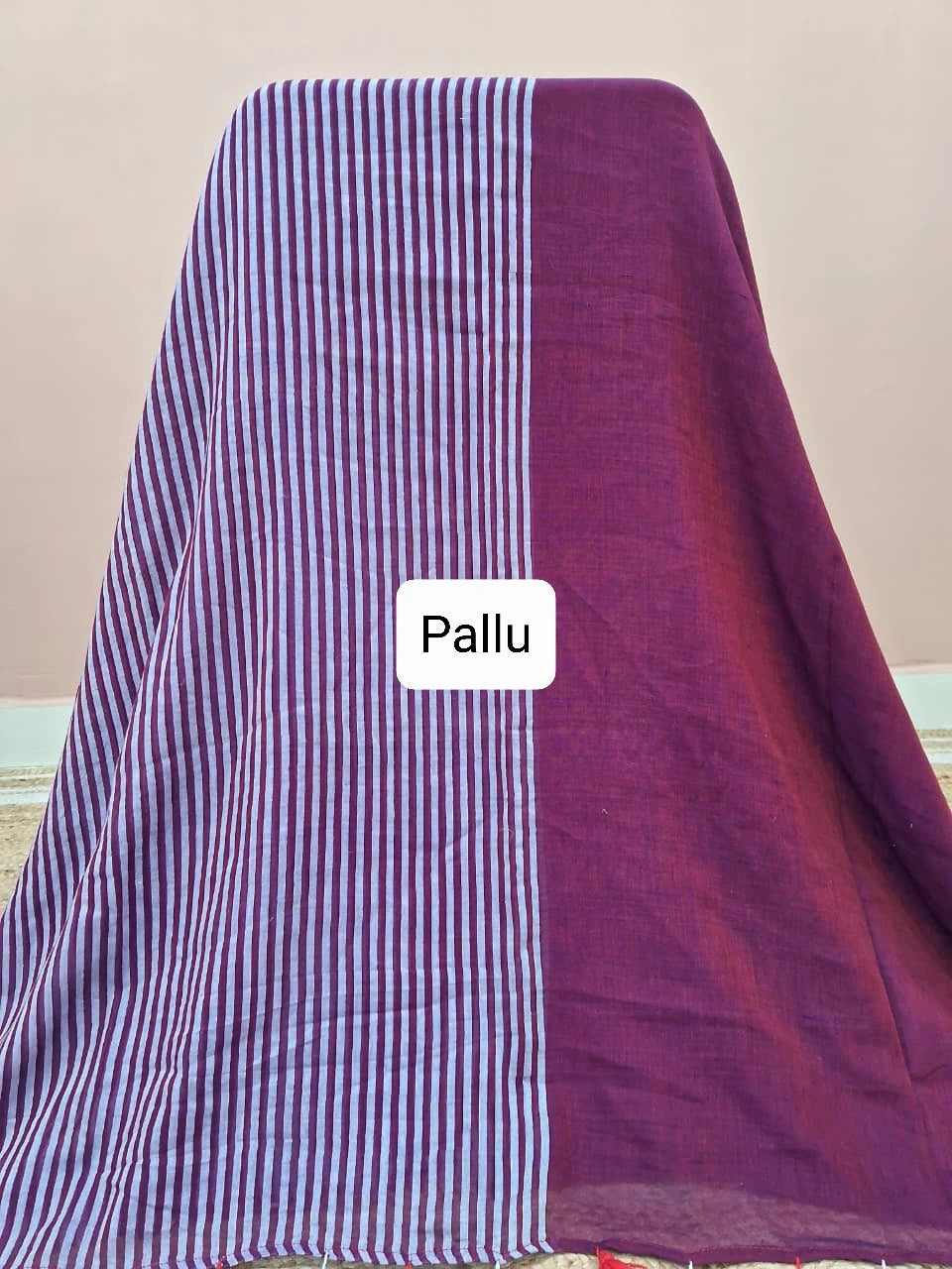 Deep Wine Mulmul Cotton Saree Pallu