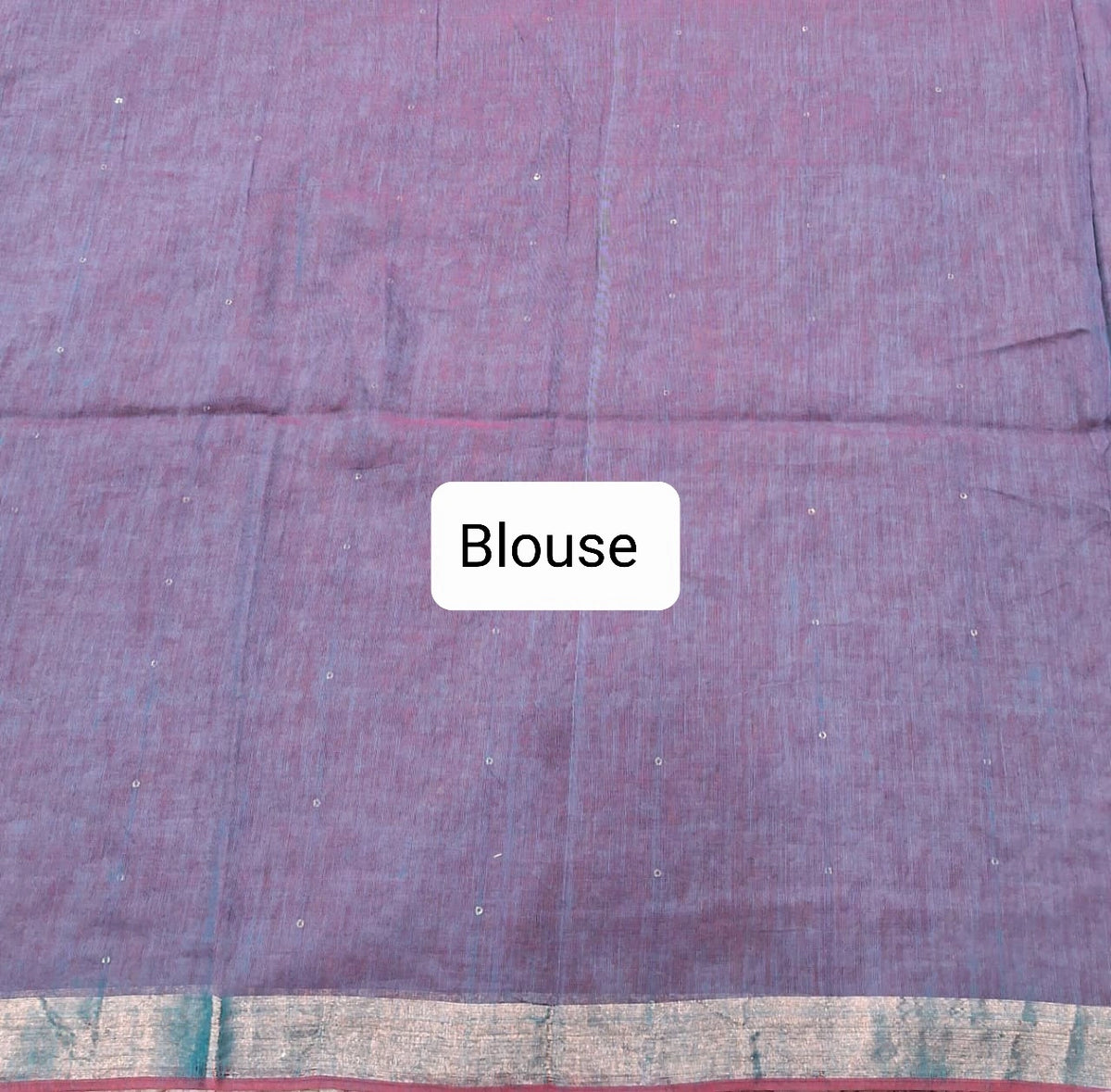 Deep Teal Blue Mulmul Cotton Saree Blouse