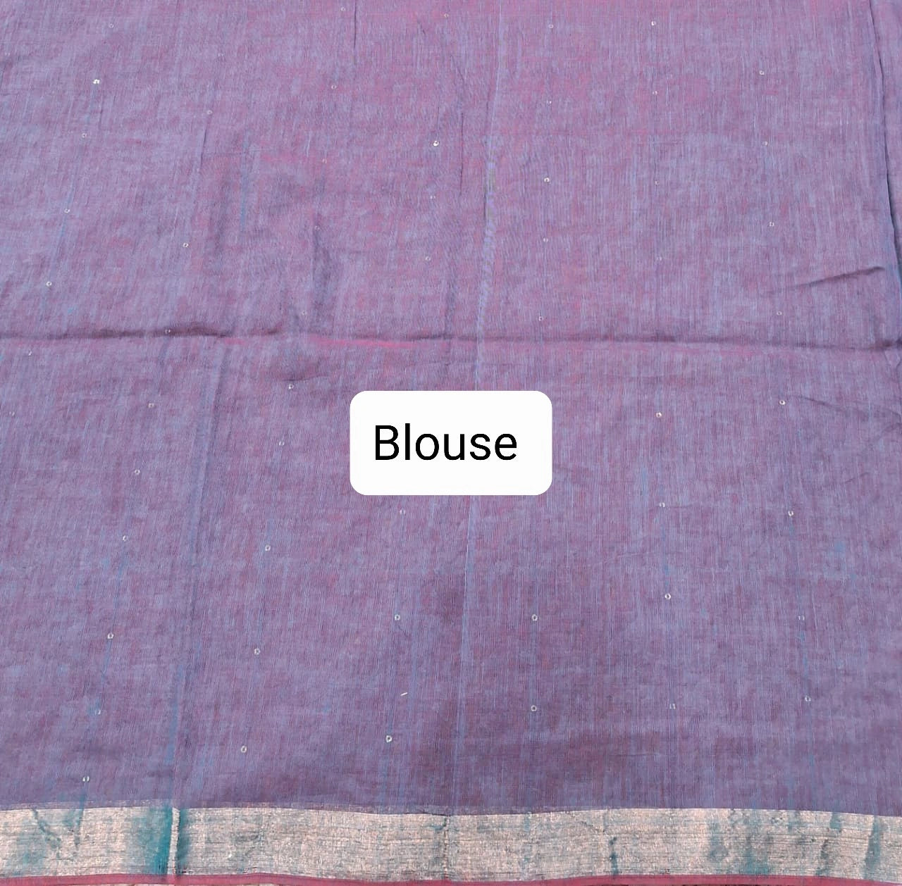 Deep Teal Blue Mulmul Cotton Saree Blouse