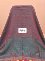 Deep Teal Blue Mulmul Cotton Saree Pallu