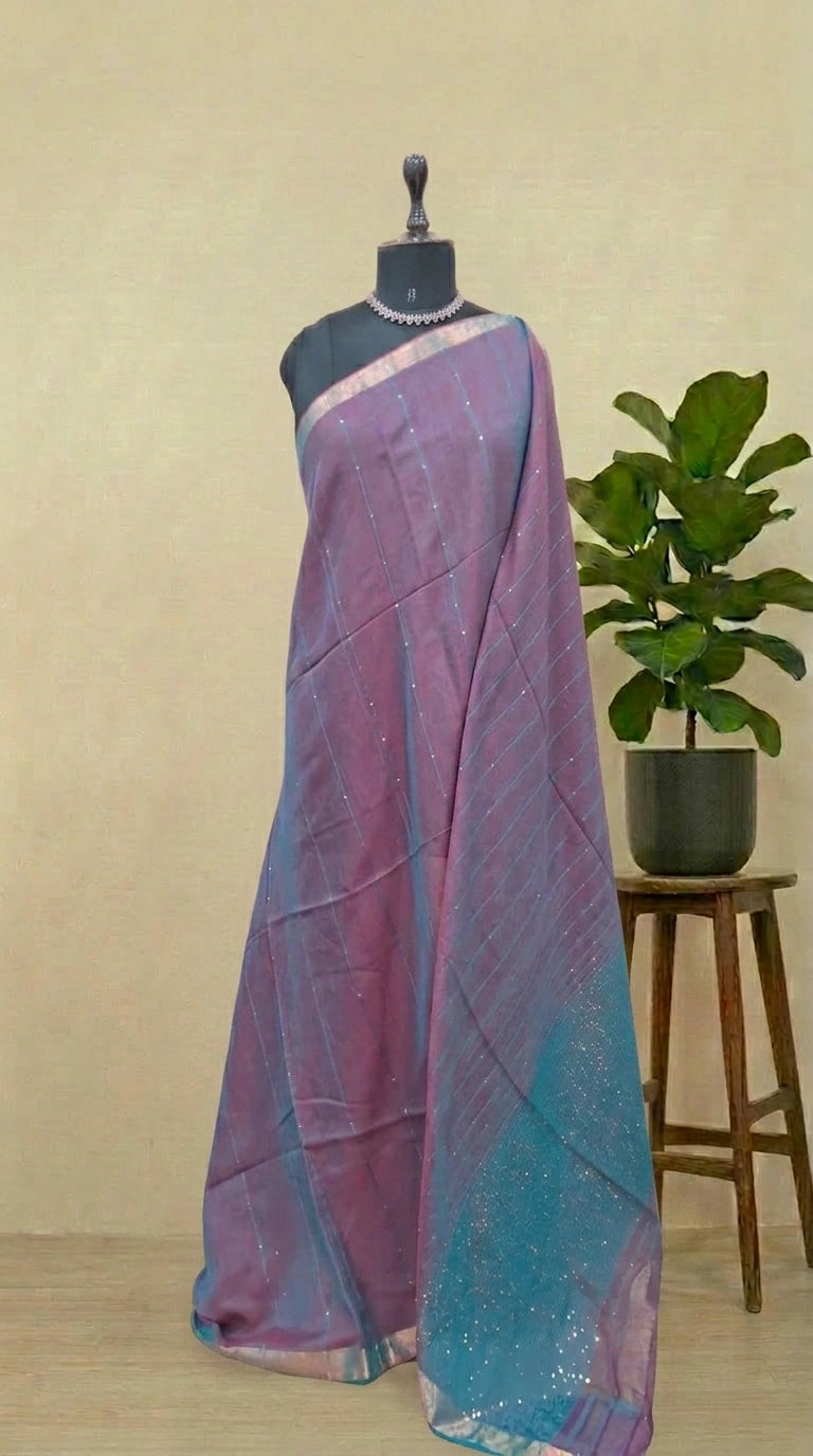 Deep Teal Blue Mulmul Cotton Saree