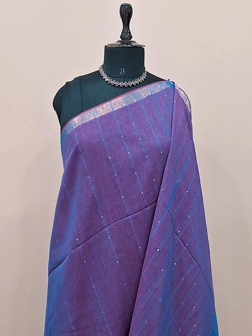 Dual Shade Purple Mulmul Cotton Saree 1