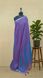 Dual Shade Purple Mulmul Cotton Saree