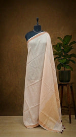 Off-White Mulmul Cotton Saree 