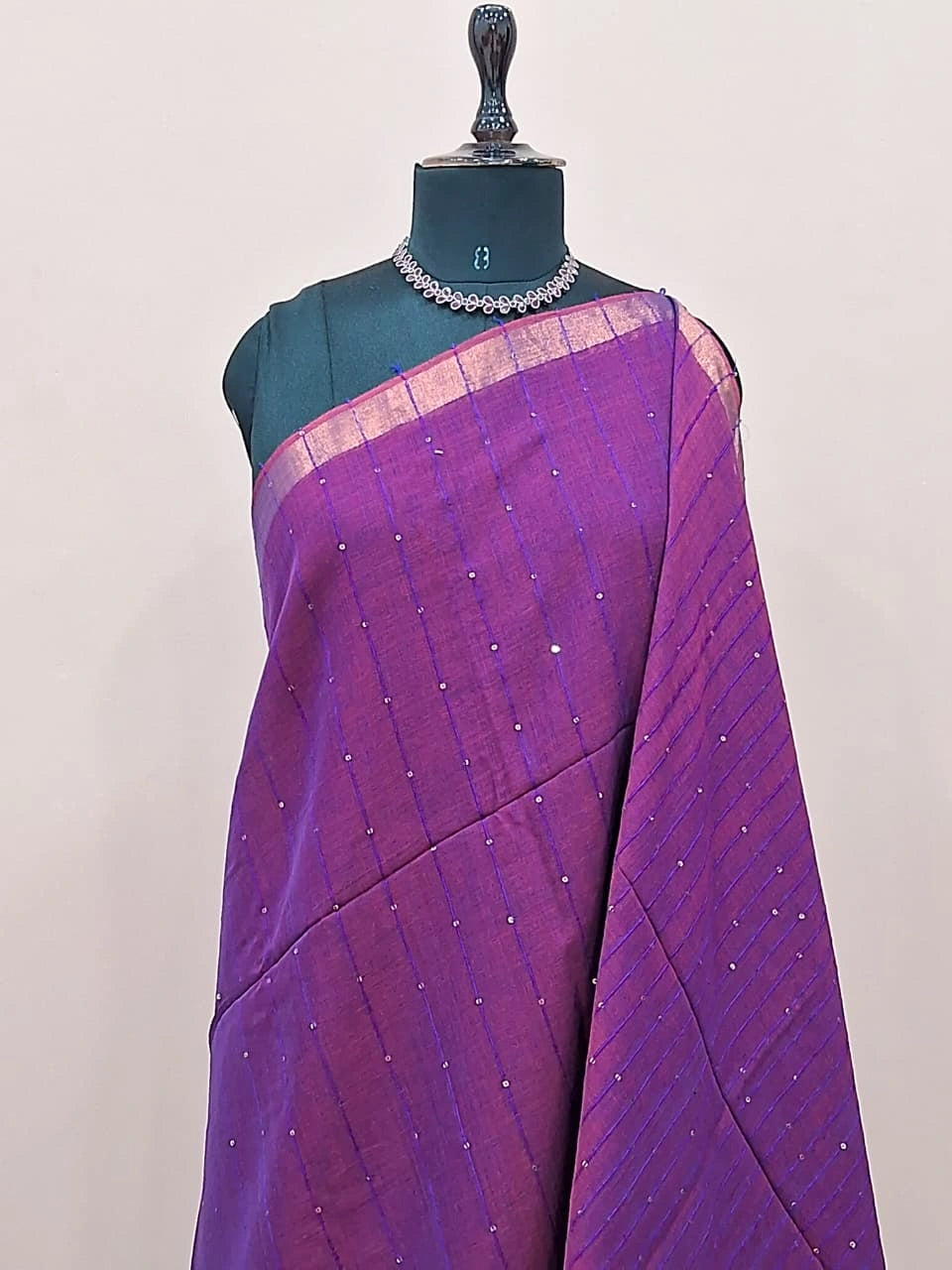 Purple Mulmul Cotton Saree 1