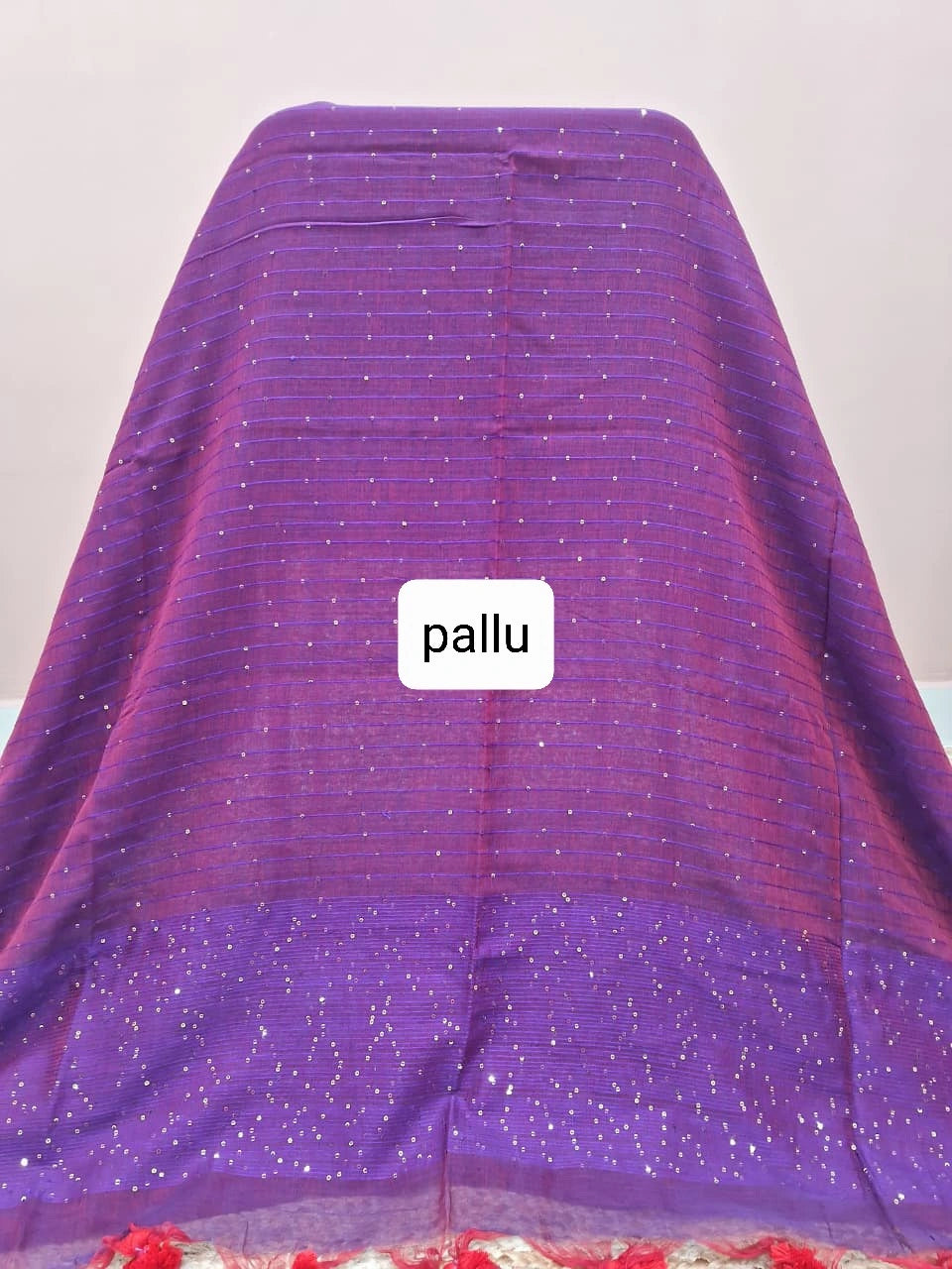 Purple Mulmul Cotton Saree Pallu