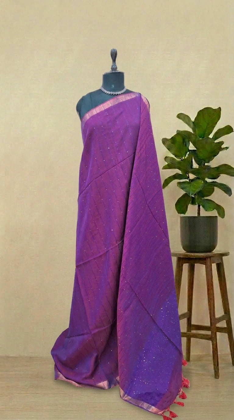 Purple Mulmul Cotton Saree 