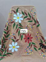 Dark Beige Mulmul Cotton Saree pallu