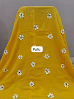 Mango Yellow Mulmul Cotton Saree Pallu