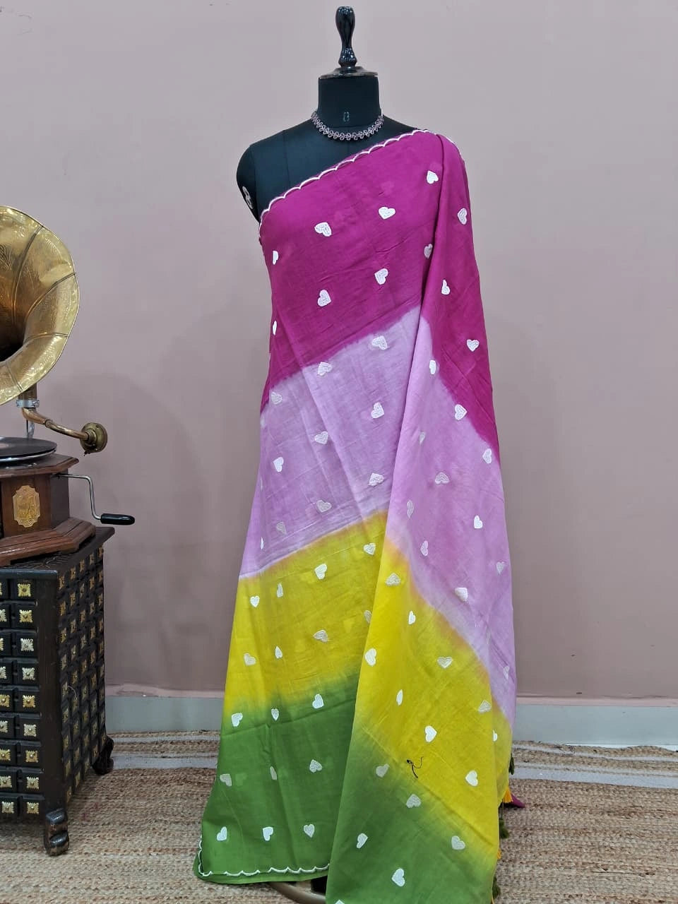 Magenta Pink Mulmul Cotton Saree 