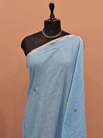 Sky Blue Mulmul Cotton Saree 1