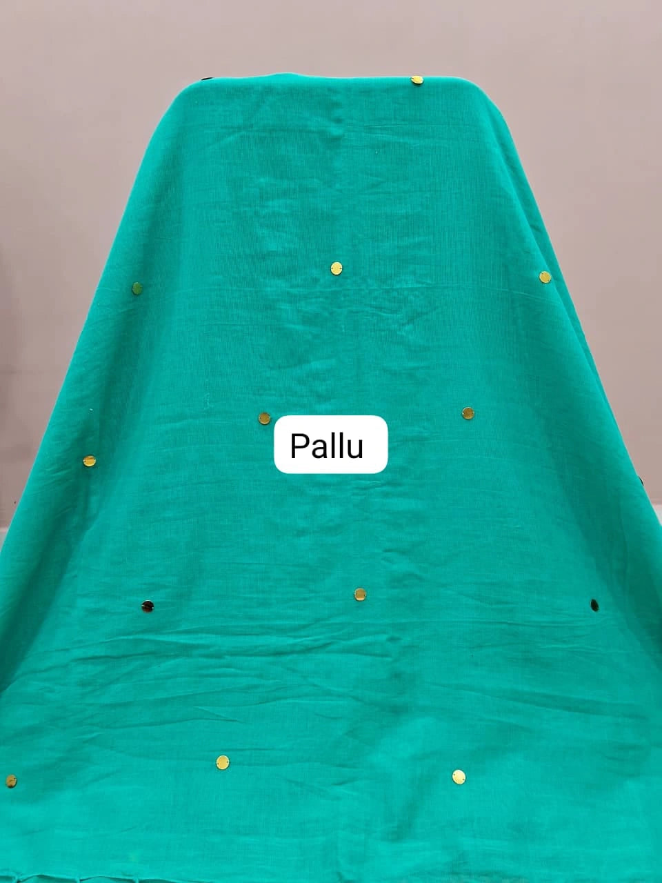 Turquoise Blue Mulmul Cotton Saree Pallu
