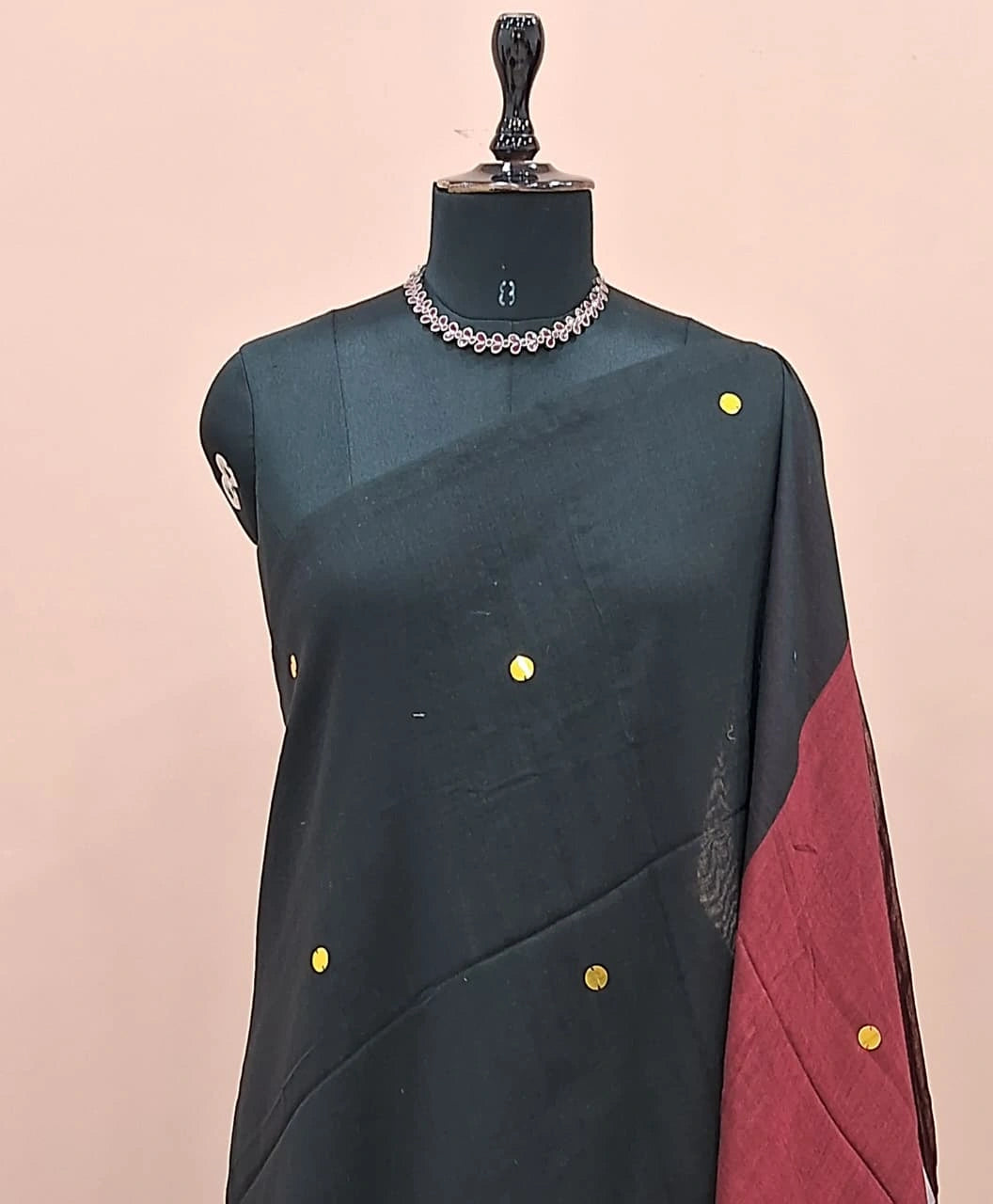 Black Mulmul Cotton Saree 1