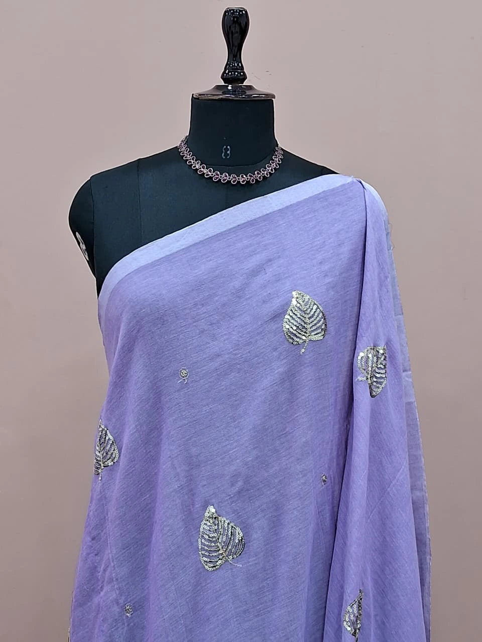 Lavender Mulmul Cotton Saree 1