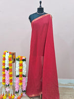Fire Red Mulmul Cotton Saree