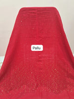 Fire Red Mulmul Cotton Saree Pallu
