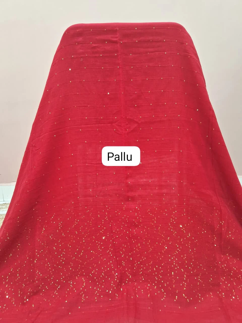 Fire Red Mulmul Cotton Saree Pallu
