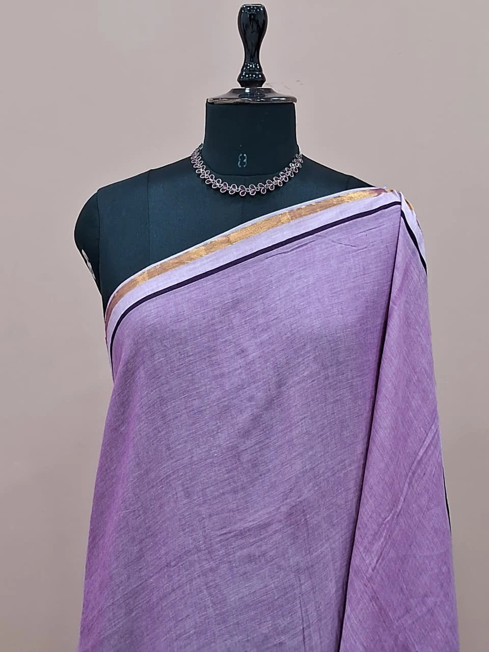 Lavender Mulmul Cotton Saree 1