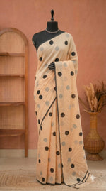 Beige Mulmul Cotton Saree