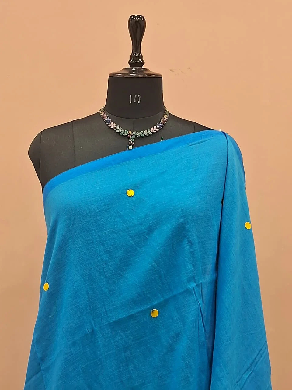 Bright Royal Blue Mulmul Cotton Saree 1