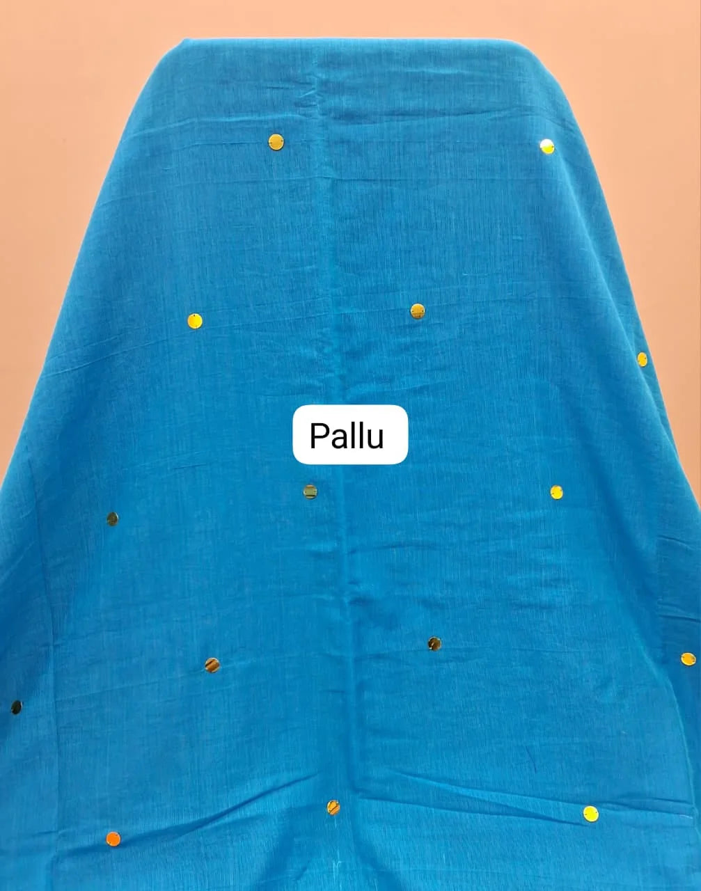 Bright Royal Blue Mulmul Cotton Saree Pallu